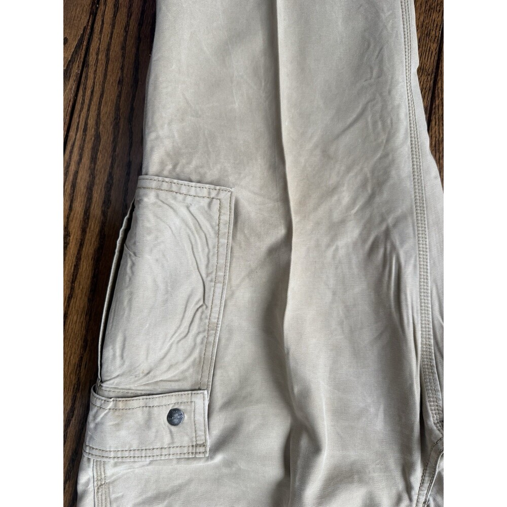 Carhartt Men’s Relaxed Fit Cargo Work Pants Size 42x32 Tan Cotton - Picture 8 of 10